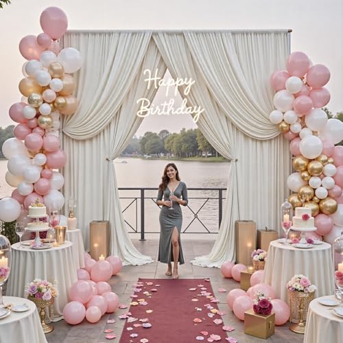 20ftx15ft Beige Backdrop Curtains for Wedding Party 4 Panels 5×15FT Tall by LeegleriTableSkirt