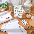 Handepo 26 Pcs Baby Shower Games DIY Bodysuit Set 1 Wooden Sign 15 White Bodysuits 10 Fabric Markers for Birth Decorating Kit(Bear) - Image 4