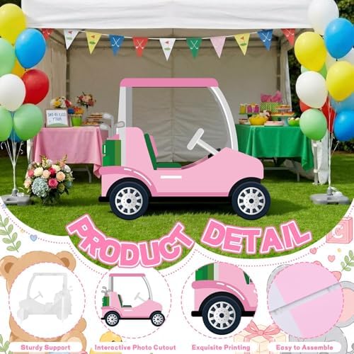 3.94 Ft Pink Golf Cart Corrugated Plastic Standee Photo Prop - Image 3