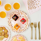 JOLLY PARTY Pink and Gold Paper Plates 350 PCS Disposable Dinnerware Set - Image 6