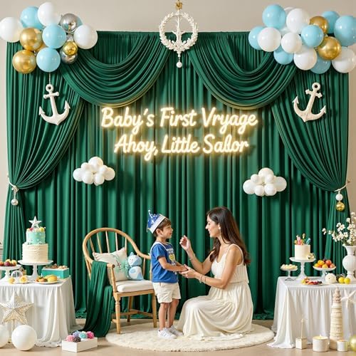 10 ft x 10 ft Wrinkle Free Hunter Green Backdrop Curtain for Parties, Polyester Dark Green Photo Backdrop Drapes 2 Panels 5x10ft for Baby Shower Wedding Birthday Party Photography Curtains - Image 5