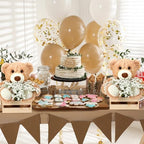 Amyhill 4 Sets Bear Baby Shower Centerpieces Baby Shower Table Decorations with Bears Wooden Crates Bamboo Baskets Artificial Flowers for Birthday Wedding Gender Reveal Party(Classic) - Image 6