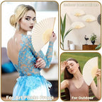 Qunclay 150 Pcs Paper Fans for Weddings Handheld Folding Fan, White - Image 5