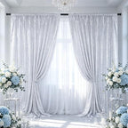 Silver Glitter Sequin Backdrop Curtains 8ftx10ft Photo Drapes - Image 2