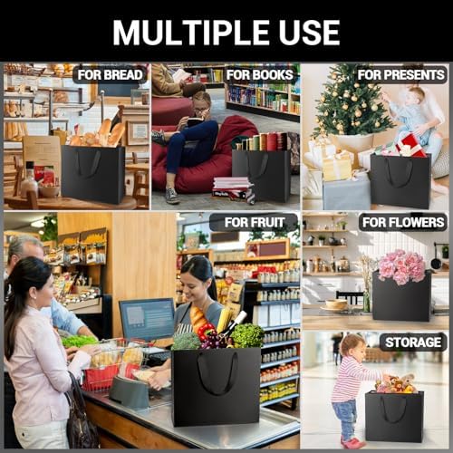EUSOAR Large Black Gift Wrap Bags, 20pcs 12.5"x4.5"x11" Kraft Paper Black Shopping Bags with Handles Bulk,Retail Wrapping Bags for Business, Craft Grocery, Boutique, Party Favor, Wedding - Image 4