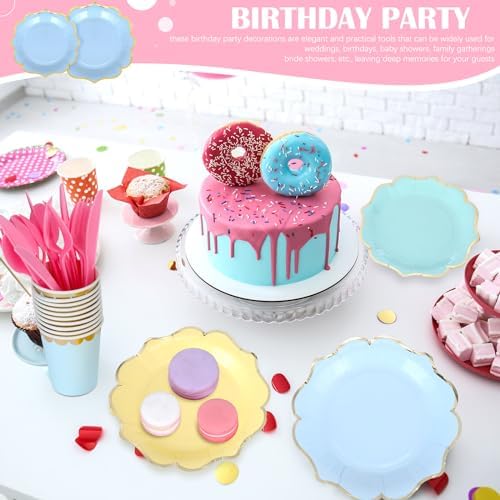 Yaomiao 336 Pcs 48 Guests Pastel Party Plate Set Supplies, Irregular - Image 5