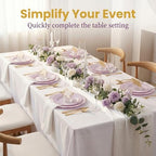 NOCCUR 175PCS Purple Plastic Plates with Gold Disposable Silverware - Include 50 Lavender and Gold Plastic Plates,25 Knives,25 Forks,25 Spoons,25 Cups and 25 Napkins - Wedding/Party/Spring - Image 5