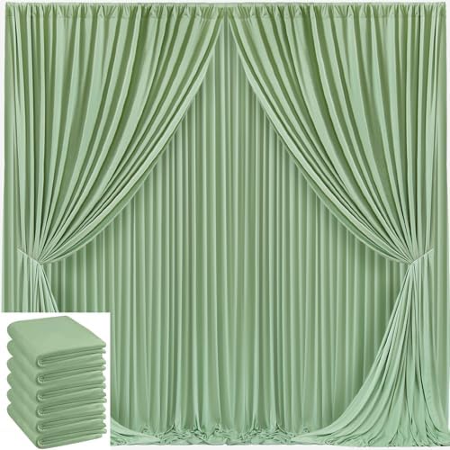 30x10ft Sage Green Backdrop Curtain for Wedding Parties Wrinkle Free Fabric Sage Green Drapes Backdrop Decoration for Baby Shower Birthday Photography Decoration 6 Panels, 5ft x 10ft by Gogoparti
