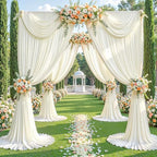 20x12ft Cream Backdrop Curtain Panels for Parties - Wrinkle Free Polyester Photo Curtain Backdrop Wedding Back Drop Fabric Drapes for Party Decorations Background for Photography - Image 4
