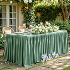 Wish Care Sage Green Table Clothes for Rectangle Tables 6ft, Wrinkle Resistant Fitted Table Cloth with Pleated Ruffle Skirts for Banquet Wedding Baby Shower Folding Tables - Image 2