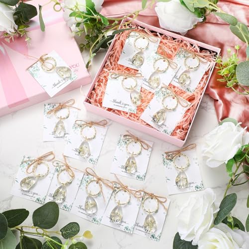 Landical 24 Set Baby Shower Return Gifts, Dried Flower Keychain Gift Bulk - Image 6