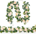 MAKHOT 2PCS Eucalyptus Garland, 6.6Ft Artificial Greenery Garlands Flower Decor, Green Spring Garland Wreath Vines Decorations for Table Home Wedding Mantle Party (Champagne) by MAKHOT