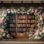 12X10FT Bookshelf Flower Photography Backdrop Vintage Bookcase Magic Books Ancient Library Wall Background Flower Girl Kids Birthday Party Decorations Kindergarten Graduation Banner Photo Booth Props - Image 2