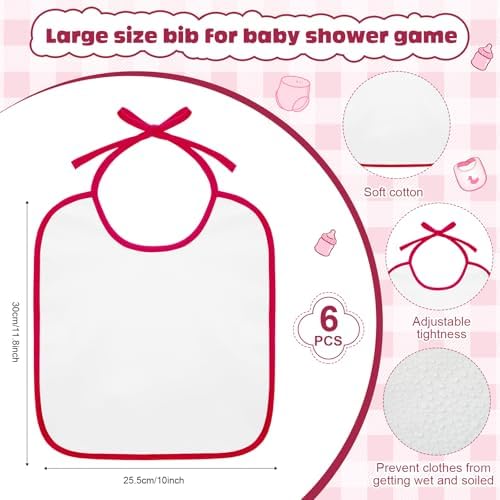 6 Sets Bottle Chug Baby Shower Games Juegos Para Plastic Baby Bottles Bibs Disposable Diapers Gender Reveal Games Baby Changing Diaper Race Game Decoration (Red) - Image 3