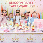 Funnymoom 452 Pcs Unicorn Themed Birthday Party Decorations Include Unicorn Paper Plates Napkins Cups Tablecloth Cutlery Straws Rainbow Pastel Theme Party Supplies for Birthday Decorations - Image 5