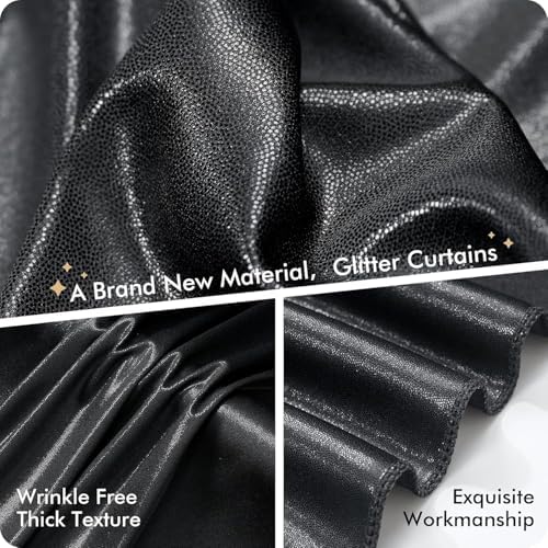30ftx10ft Shimmer Black Sequin Backdrop Curtain for Parties, Thick Wrinkle Free Glitter Backdrop Drapes Photo Back Drop Curtains for Birthday Wedding Halloween Photography Background-6 Panels 5x10ft - Image 3