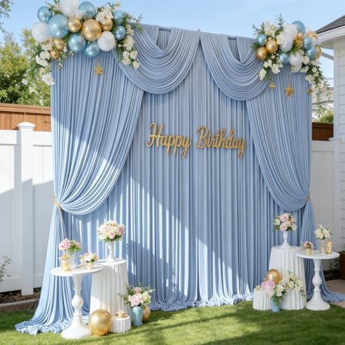 50FTx12FT Dusty Blue Backdrop Curtains for Weddings, Birthdays and Photos - Image 5