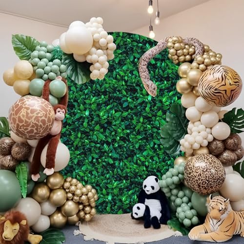 Gallety 7.2 FT Green Leaves Round Backdrop Cover for 5 to 7.2FT Circle Backdrop Stand - Adjustable Circle Arch Cover for Birthday Wedding Jungle Theme and Tropical Party Decorations by Creativepartyuniquedecorat