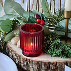 Kate Aspen 24PCS Vintage Ribbed Red Glass Tealight & Votive Candle Holders, Fall Decor, Boho Decor, Shelf Decoration for Wedding, Bachelorette, Bridal Shower & Anniversary - Image 7