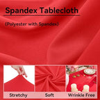 2 pk Red Spandex Tablecloth 6ft with Ruffle Skirt,Wrinkle Free High Stretchy Fitted Tablecloths for 6 Foot Rectangle Tables,Pleated Spandex Table Covers 6ft for Christmas Parties Banquet Weddings - Image 3