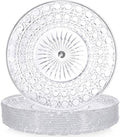 10 Pcs Round Plastic Serving Platters Bulk Clear Plastic Tray Acrylic Crystal Flan Plates Diamond Embossed Dinnerware for Party Food Cake Cookie Fruits Birthday Wedding Supplies(13.8 Inch) by Acellegic