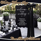 LEIFIDE Wedding Welcome Sign Stand with Giant Bow Adjustable Wedding Sign Holder with 2 Leather Hanging Straps Seating Chart Easel for Birthday Bridal Shower Home Party Decor (Black,Simple) - Image 4