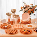 Zhehao 350 Pcs Burnt Orange Fall Party Supplies Serve 50 Guests - Image 2