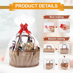 Greenwhisper ‌Large Woven Gift Basket with Handles - Empty Bamboo Basket for Gifts (Adults/Wine/Christmas) (BROWN, 6PC SMALL) - Image 3