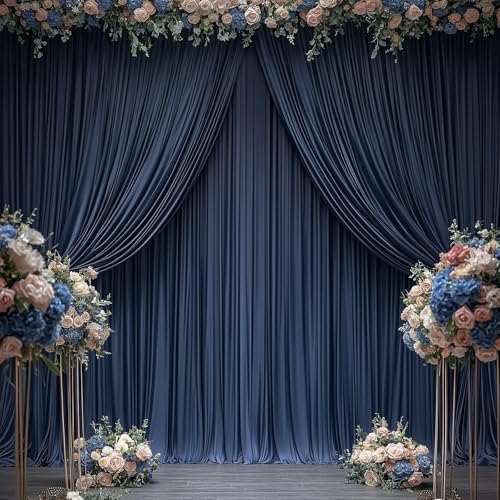50ftx12ft Navy Blue Backdrop Curtain for Wedding Party 10 Panel 5×12FT Tall - Image 6