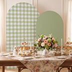 Tegeme 2 Set Gingham Arch Backdrop Cover 7.2ft 6.6ft Arch Cover, Green - Image 5