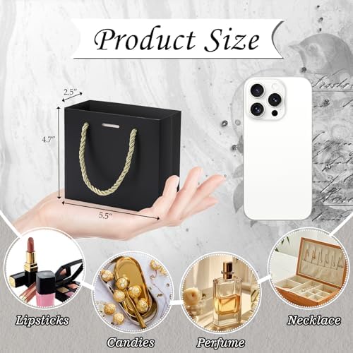 EQOREIIN 24 PCS Small Gift Bags with Handles, 5.5x 2.5x4.7 Inches Mini Bag - Image 3