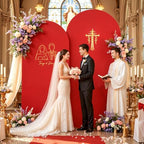 Red Arch Backdrop Cover 7.2FT 6FT Spandex Arch Covers Stretchy Backdrop Set of 2, Double-Layer Wrinkle Free Wedding Arch Stand Cover Party Backdrop Curtains for Baby Shower Birthday Party Decoration - Image 3