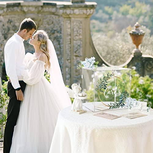 OurWarm Acrylic Wedding Card Box with Lock, DIY Gift Card Box for Wedding Reception with Slot, Clear Wedding Envelope Money Card Box for Party Graduation Baby Shower Birthday Decorations - Image 4