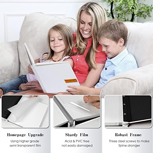 Spbapr Large Photo Album Self Adhesive Magnetic Scrapbook,DIY Scrapbook Album for 4x6 5x7 8x10 Picture,60 Pages Linen Cover Memory Book for Wedding Family Baby Pets, with Metallic Pen and Scraping - Image 3