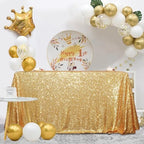 SquarePie Sequin Tablecloth 90x132 Inch Gold for Wedding Party by SquarePie