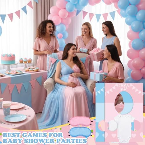 Shyyween 6 Sets Baby Shower Game Feed the Baby Blue Pink Gender Reveal Game - Image 6