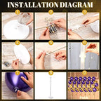 Wettarn 6 Set of Christmas Balloon Stand Kit for Floor with Balloons Light Strings Holder Centerpieces Balloon Column Kit Birthday Baby Shower Wedding Party(Gold Sequin, Purple) - Image 2