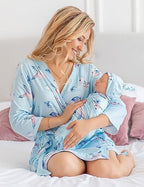 Mommy and Me Robe and Swaddle Set | Maternity Robe Matching Baby Girl, Boy - Image 2