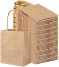 PINWATT 120Pcs Mini Gift Bags Bulk Kraft Paper Bag - 4.7"x2.4"x6.5" Small Brown Gift Bags for Party Favors, Shopping, Wedding, Retails, Birthday, Baby Showers by PINWATT