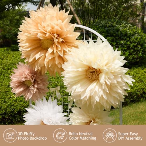 Faylifeway Large Paper Flowers for Wall Decor Wedding Party Backdrop (Boho) - Image 7