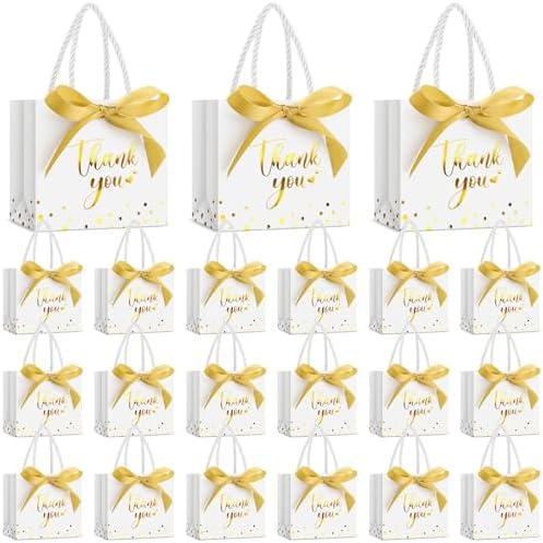 Jetec 45 Pcs Mini Thank You Gift Bag with Handle, White/gold by Jetec