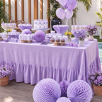 Moukeren 120"x60" Ruffled Tablecloth Table Cover, Purple, Classic - Image 5