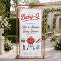 Baby Q Red Gingham Barbecue Baby Shower Satin Welcome Banner by Custom