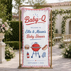 Baby Q Red Gingham Barbecue Baby Shower Satin Welcome Banner by Custom