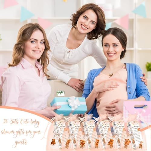 145 Pieces Baby Shower Favors for Guest Brown Teddy Bear Ballpoint Pens and Keychains Gifts Bulk Retractable Baby Shower Pens Gender Reveal Greeting Cards Souvenirs Prizes Party Favors - Image 6