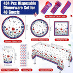 Funnymoom 434 Pcs Patriotic Floral Party Decorations Paper Plates Serve 48 - Image 3