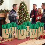 Yeaqee 50 Pack Metallic Paper Gift Bag Bulk with Handle, Kraft, Green - Image 7