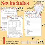 WOODAMORE Funny Baby Shower Games for Girl - Floral Baby Shower Bingo Cards for 25 Guests, Word Scramble Trivia Mommy Or Daddy Game, Wildflower Baby Shower Decorations Ideas (Pack of 2) - Image 2