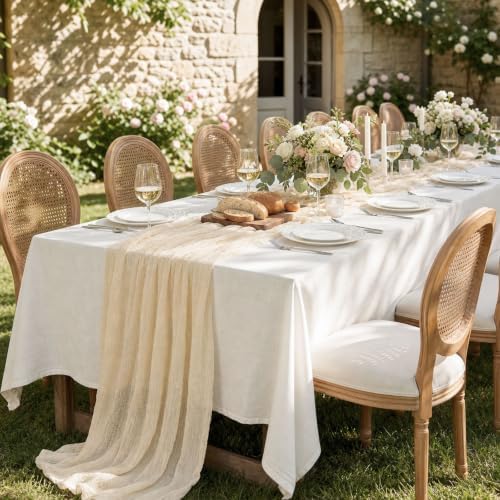 Goodluck 6 Pack 10Ft Ivory Cheesecloth Table Runner 35x120 Inch Boho Gauze Table Runner for Wedding Reception, Bridal Shower, Birthday Party, Rustic Decor, Tables, Chairs & Wedding Arches - Image 4