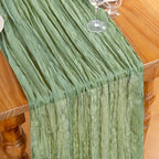 DeZerlor Sage Green Cheesecloth Table Runner 1 Pack Summer Boho Runner - Image 4